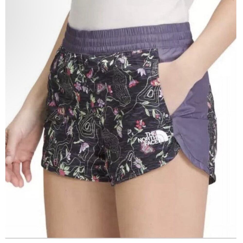 The North Face Hydrenaline Purple Flower Lined Shorts Women's Size Medium